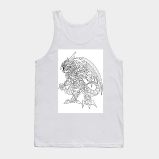 mecha robot quetzalcoatl lizard dinosaur kaiju in ecopop mexican patterns art Tank Top